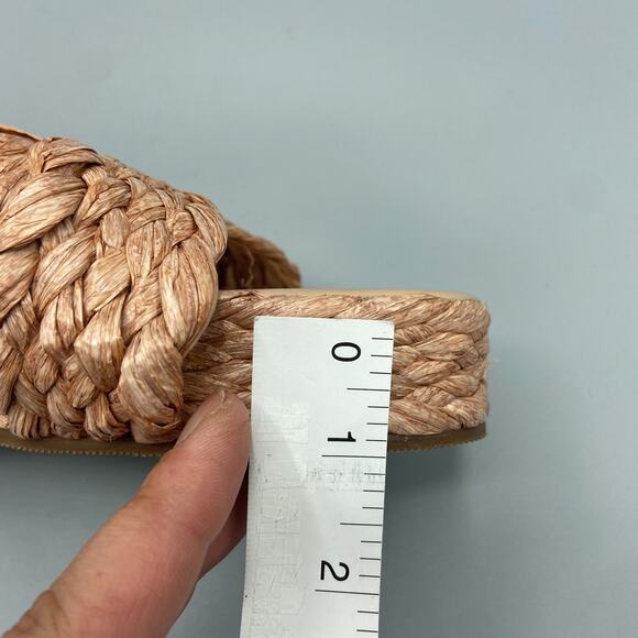 KAANAS Inagua Crossover Raffia Braid Sandals Size 9 Beige‎ Pink Flatform Slides - Picture 9 of 10